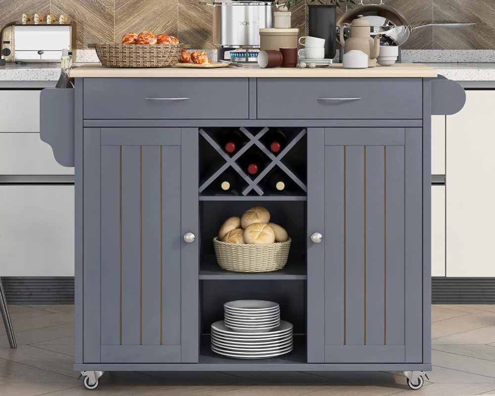 kitchen island with shelving