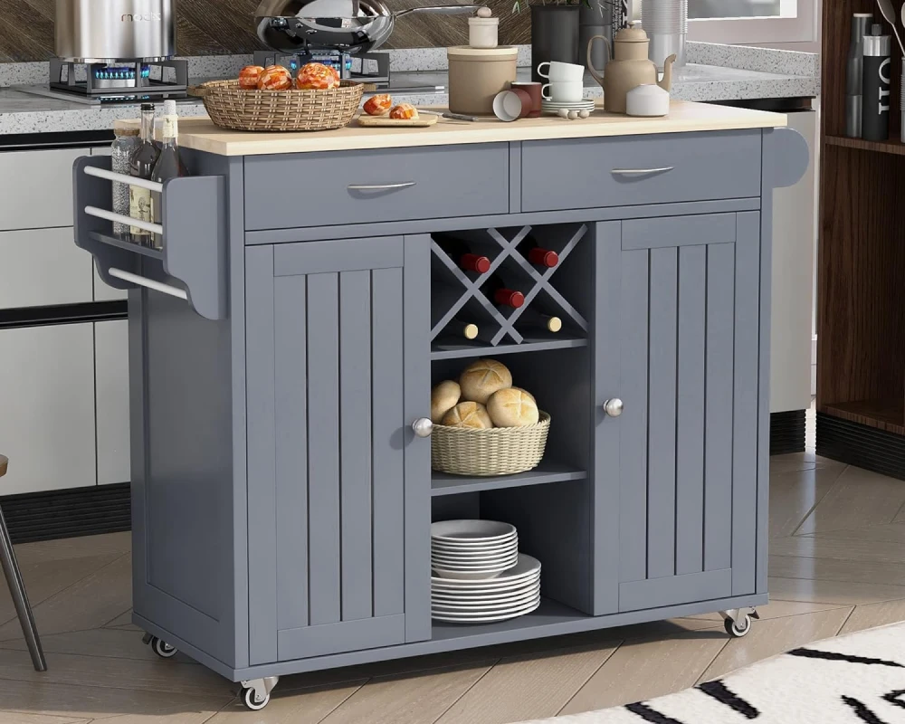 rolling wood cart with drawers