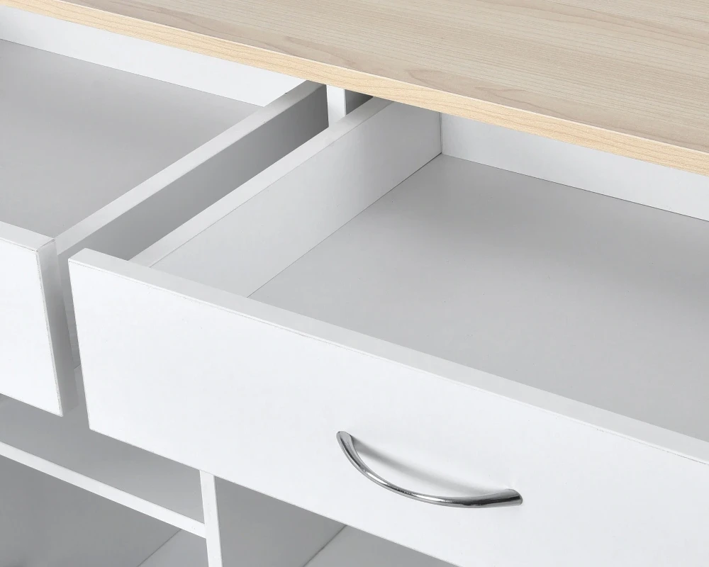 rolling wood cart with drawers