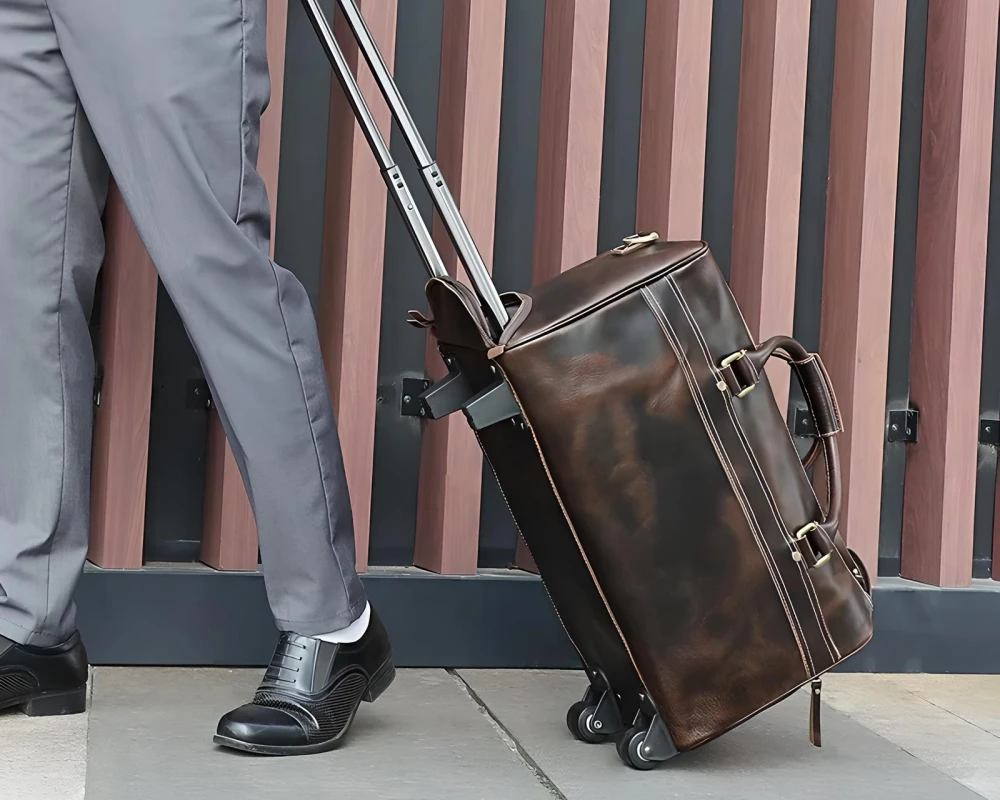 leather carry on luggage bag